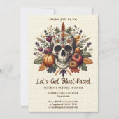 bestickte Blume für den Zuckerschädel Einladung (Vorderseite)