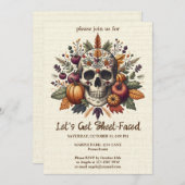 bestickte Blume für den Zuckerschädel Einladung (Vorne/Hinten)