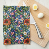 bestickte Blume Geschirrtuch (Viertel Falte)