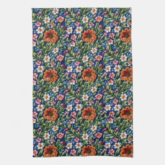 bestickte Blume Geschirrtuch (Vertikal)