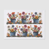 bestickte Blume in Pots Decoupage L und R 018 Seidenpapier (Vorderseite)