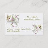 bestickte Blume Stickereimuster Visitenkarte (Vorderseite)