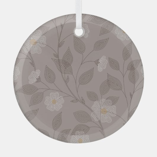 bestickte Blume und Blätter, nahtloses Design. Ornament Aus Glas (Vorderseite)