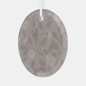 bestickte Blume und Blätter, nahtloses Design. Ornament Aus Glas (Vorderseite links)