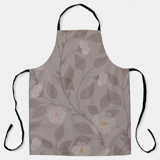 bestickte Blume und Blätter, nahtloses Design. Schürze (Vorderseite)