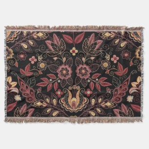 Bestickte Blumen, dunkle Vintage-Eleganz Decke