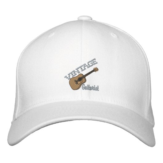 bestickte Cap - Vintage Gitarrist Bestickte Baseballkappe (Vorderseite)