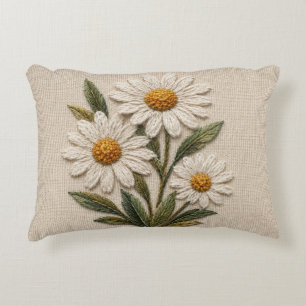 Bestickte Daisy-Blüte Dekokissen