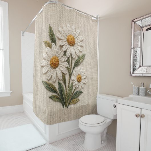 Bestickte Daisy-Blüte Duschvorhang (Beispiel)
