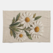 Bestickte Daisy-Blüte Geschirrtuch (Horizontal)