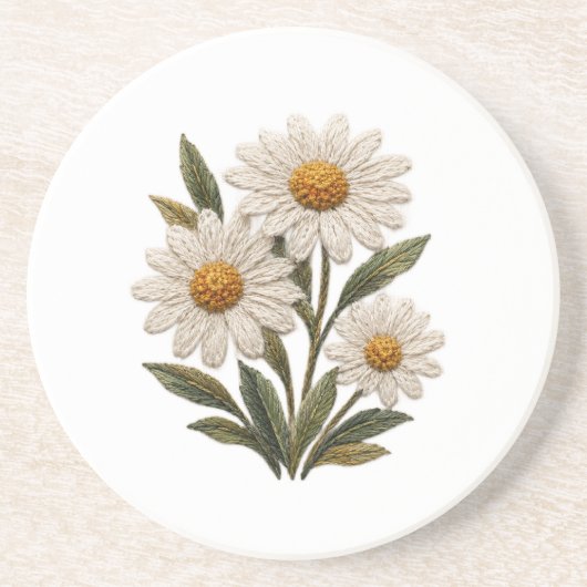 Bestickte Daisy-Blüte Getränkeuntersetzer (Vorne)