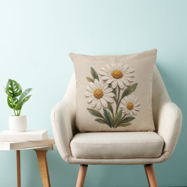 Bestickte Daisy-Blüte Kissen (Stuhl )