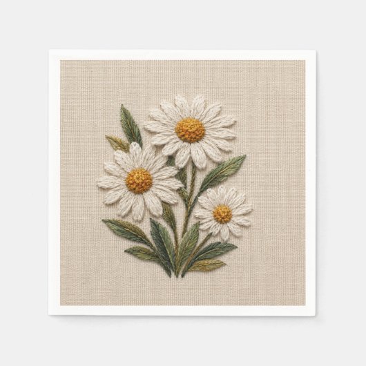 Bestickte Daisy-Blüte Serviette (Vorderseite)