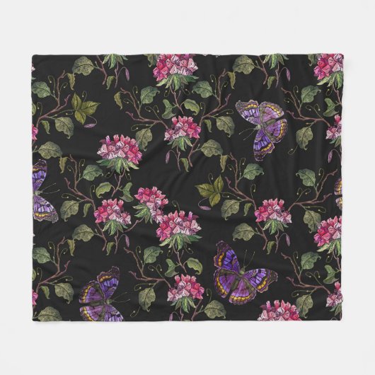 bestickte Datura-Blume: Botanische Kunst Fleecedecke (Vorderseite (Horizontal))