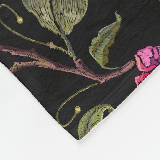 bestickte Datura-Blume: Botanische Kunst Fleecedecke (Ecke)