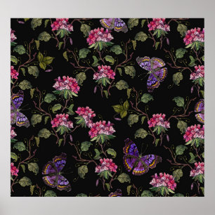 bestickte Datura-Blume: Botanische Kunst Poster