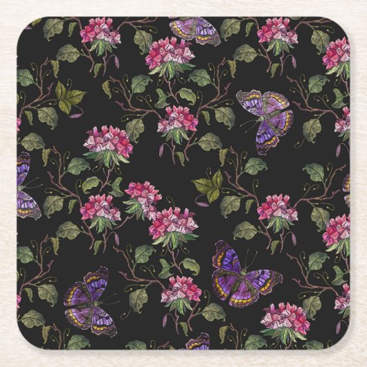 bestickte Datura-Blume: Botanische Kunst Rechteckiger Pappuntersetzer (Vorderseite)