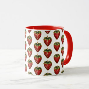 Bestickte Erdbeere Tasse