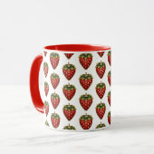 Bestickte Erdbeere Tasse (Vorderseite Links)