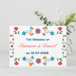 bestickte farbenfrohe Blumenzange Einladung