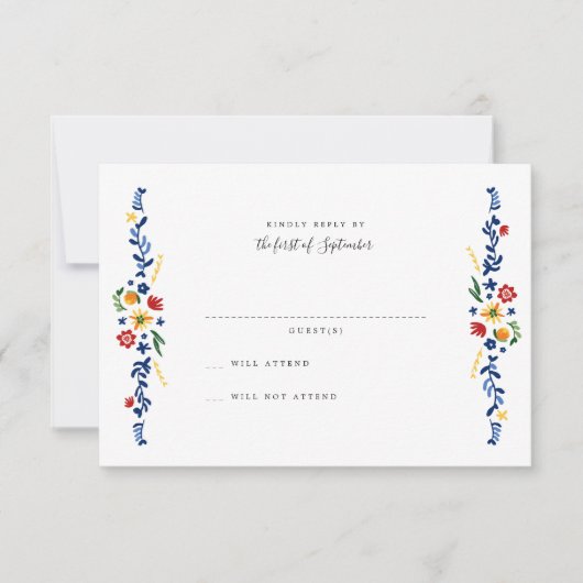 bestickte Florals Wedding RSVP Cards (Vorderseite)
