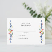 bestickte Florals Wedding RSVP Cards (Stehend Vorderseite)