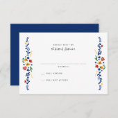 bestickte Florals Wedding RSVP Cards (Vorne/Hinten)