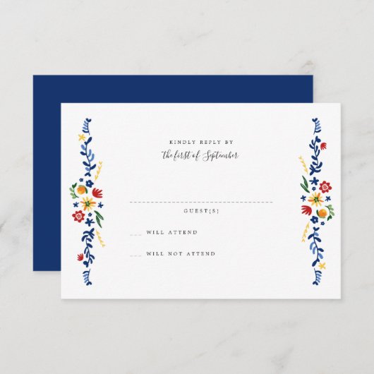 bestickte Florals Wedding RSVP Cards (Vorne/Hinten)