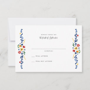 bestickte Florals Wedding RSVP Cards Karte