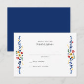 bestickte Florals Wedding RSVP Cards Karte (Vorne/Hinten)