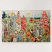 bestickte Frühlingsauger Wildblumen Jigsaw Puzzle (Horizontal)