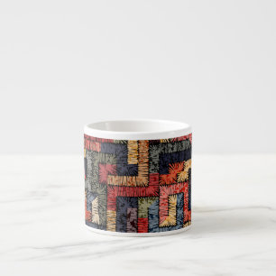 bestickte geometrische, ethnische Textur Espressotasse