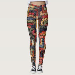 bestickte geometrische, ethnische Textur Leggings