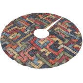 bestickte geometrische, ethnische Textur Polyester Weihnachtsbaumdecke (Schrägansicht)