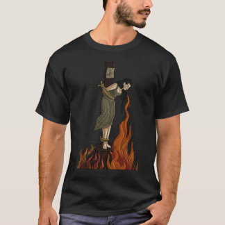 Bestickte Hexe zündet Zigarette an T-Shirt