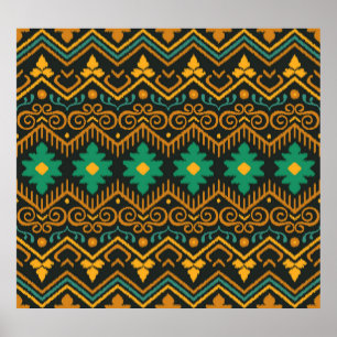 bestickte Ikat-Fabric Ethnic Design Poster