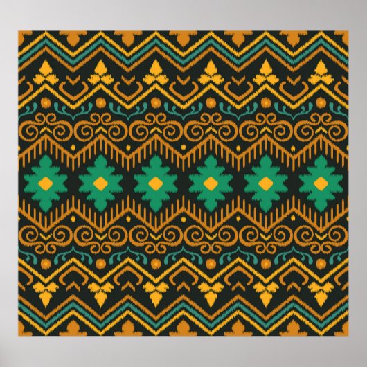 bestickte Ikat-Fabric Ethnic Design Poster (Vorne)