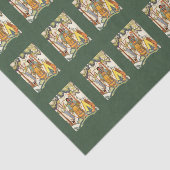 bestickte indische Textur Ladys in Forest Green Seidenpapier (Ausschnitt)