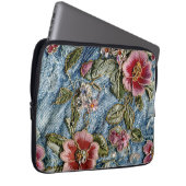 Bestickte Jewel Floral Denim Textur Laptopschutzhülle (Vorne Rechts)