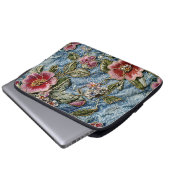 Bestickte Jewel Floral Denim Textur Laptopschutzhülle (Vorne Knopf)