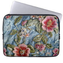 Bestickte Jewel Floral Denim Textur