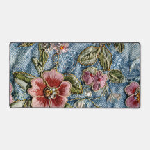 Bestickte Jewel Floral Denim Textur