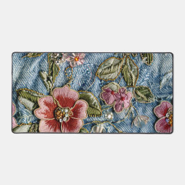 Bestickte Jewel Floral Denim Textur Schreibtischunterlage
