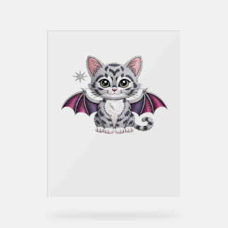 bestickte Katzenfledermaus Klassischer T - Shirt Acrylschild