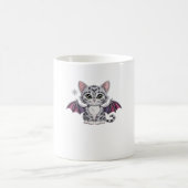 bestickte Katzenfledermaus Klassischer T - Shirt Kaffeetasse (Mittel)