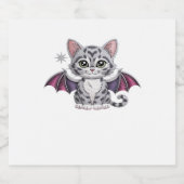 bestickte Katzenfledermaus Klassischer T - Shirt Schaumweinetikett (Einzelnes Label)