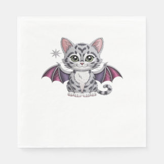 bestickte Katzenfledermaus Klassischer T - Shirt Serviette