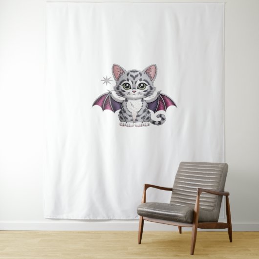 bestickte Katzenfledermaus Klassischer T - Shirt Wandteppich (Beispiel)