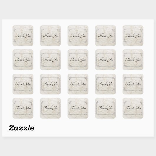 bestickte Lace Wedding Danke Square Sticker (Blatt)