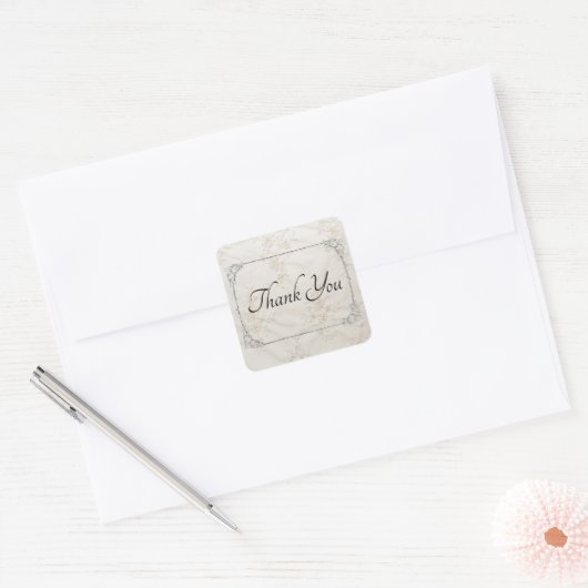 bestickte Lace Wedding Danke Square Sticker (Umschlag)